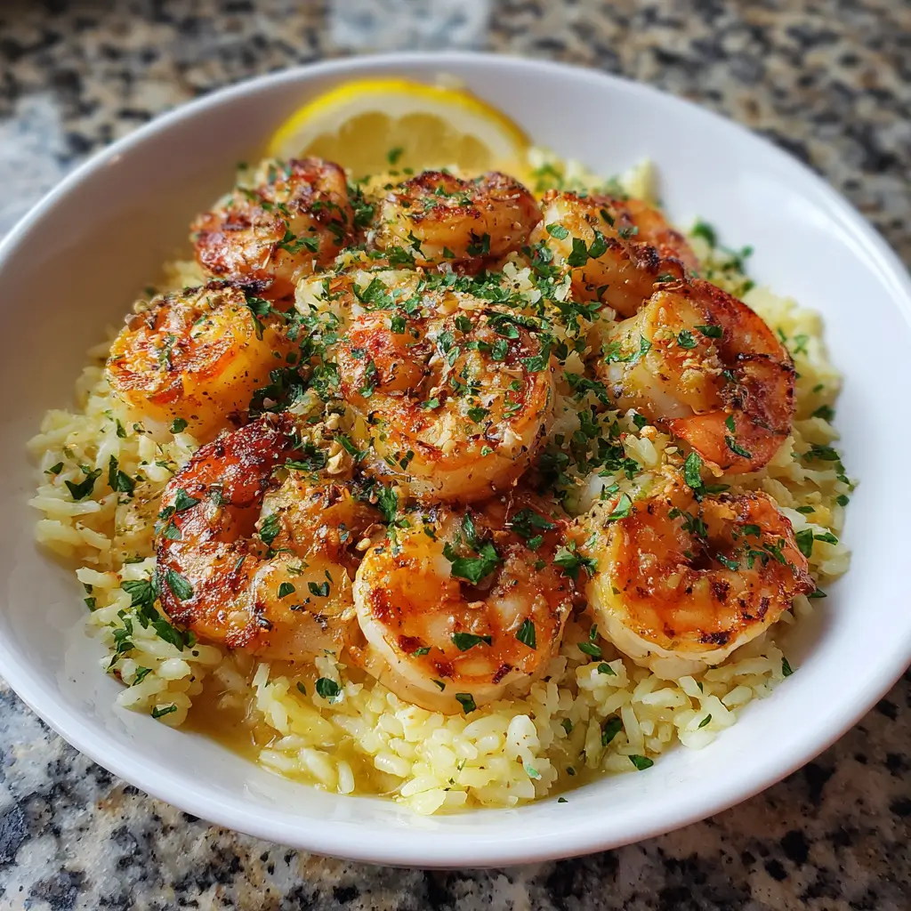 Garlic Butter Shrimp with Rice Pilaf
