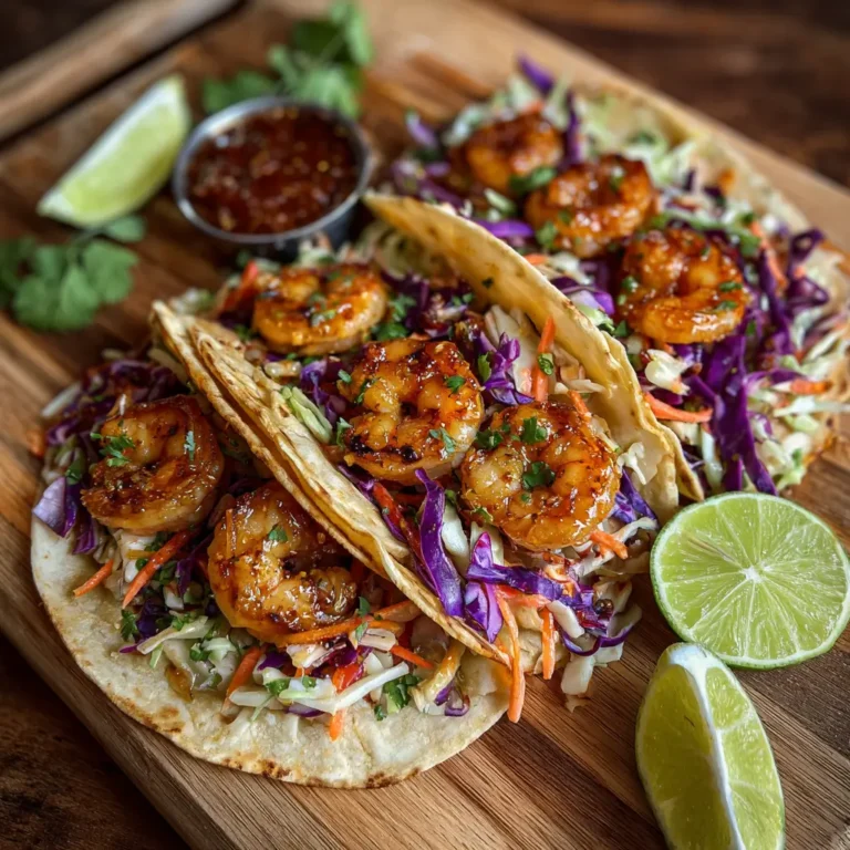 Honey Garlic Shrimp Tacos with Slaw