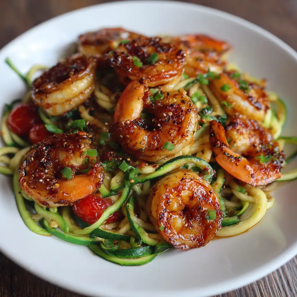 Honey Garlic Shrimp with Zucchini Noodles