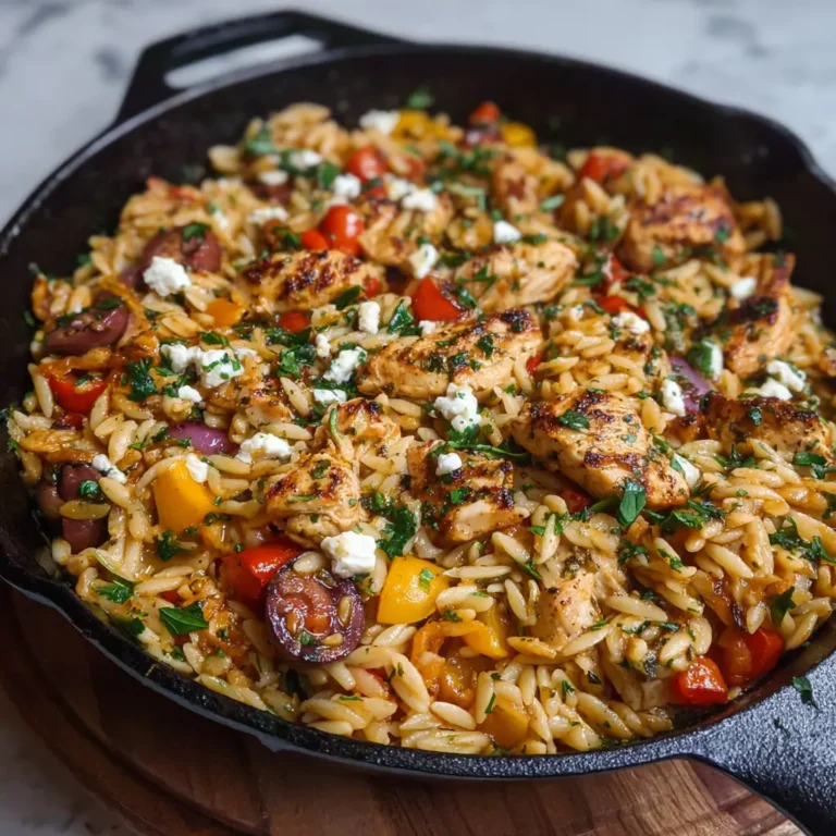 Mediterranean Chicken Orzo Skillet