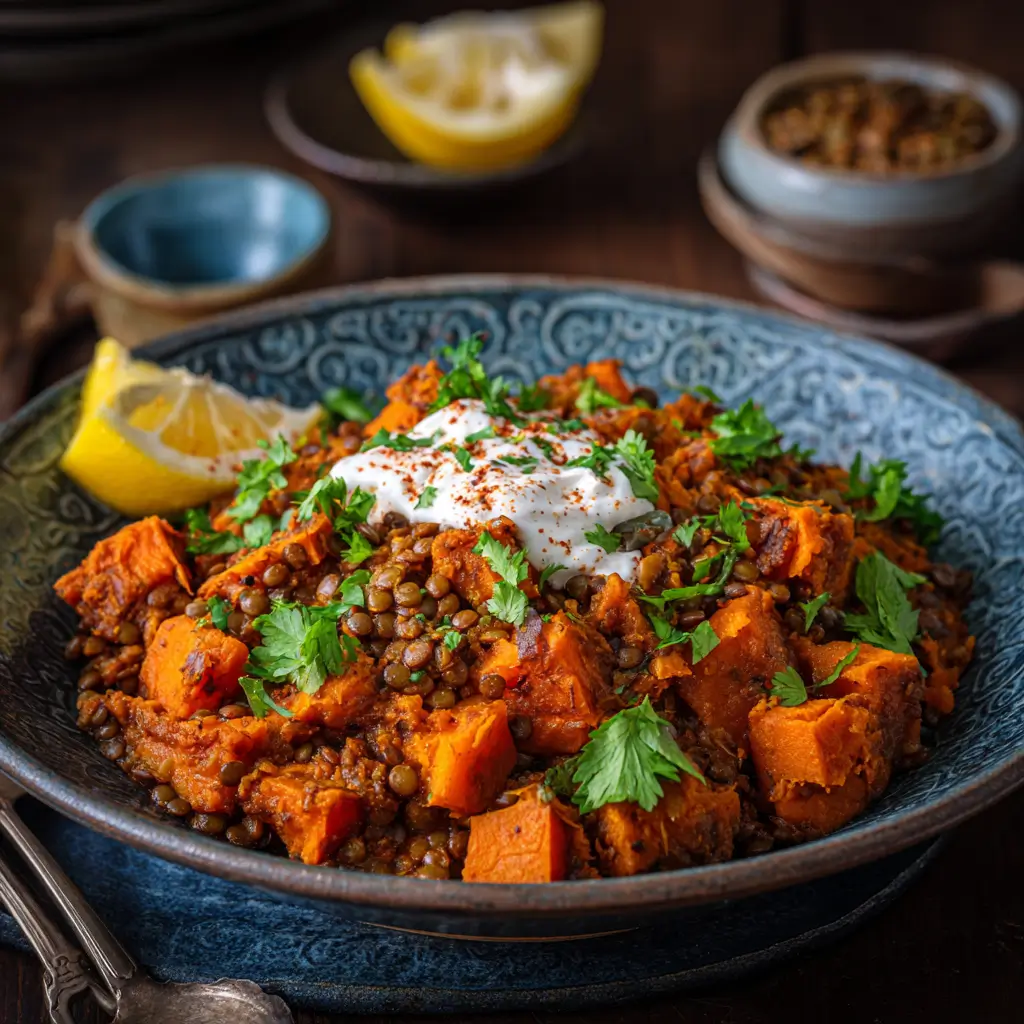 Moroccan Spiced Sweet Potato and Lentils