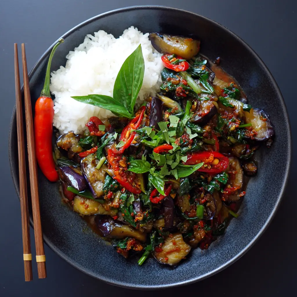 Spicy Thai Basil Eggplant Stir Fry