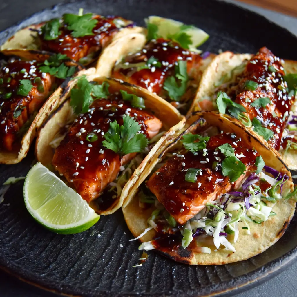 Sweet Chili Glazed Salmon Tacos