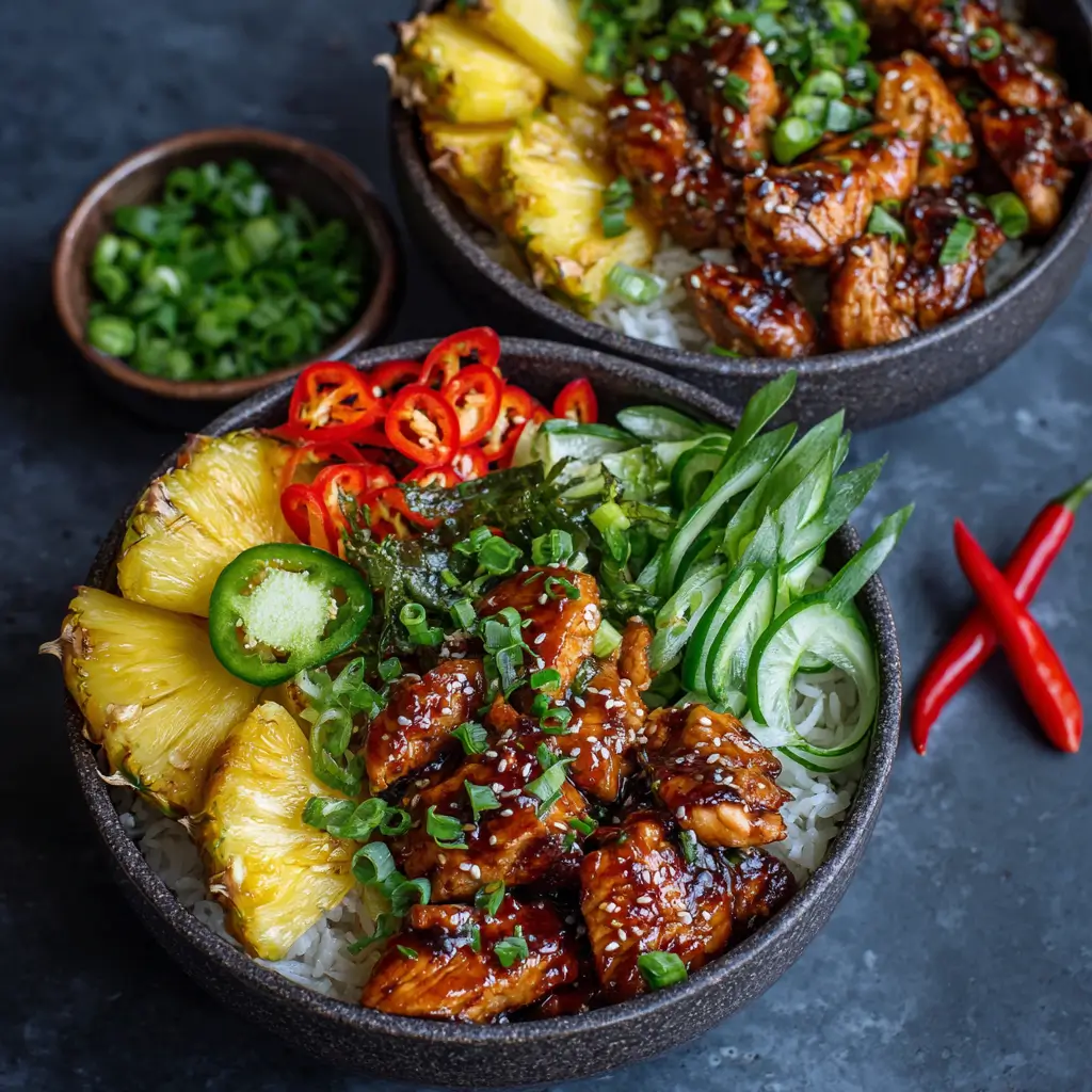 Teriyaki Chicken Pineapple Bowls